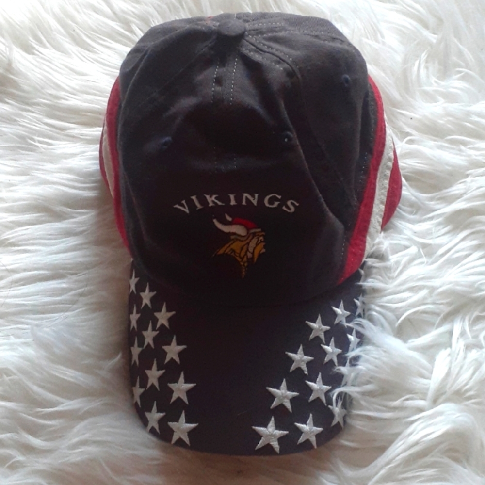 Vtg Minnesota Vikings Stars & Stripes Snapback Cap